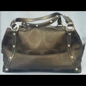 COACH Black Signature Satchel Tote Lurex Bag